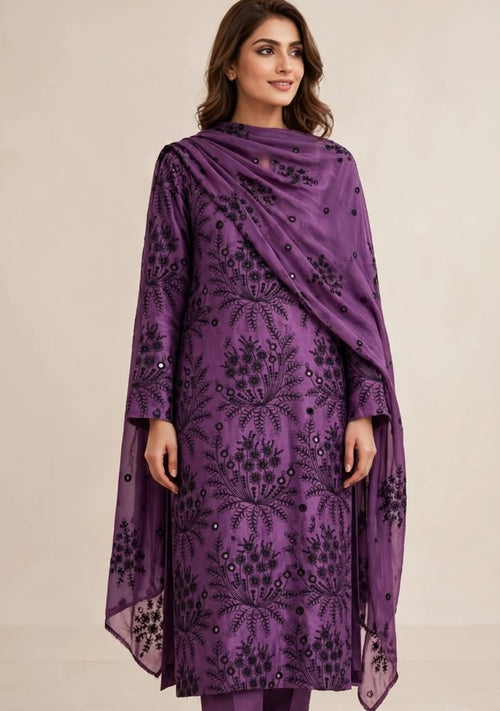 Amethyst - Sheesha Silk Suit, premium sheesha silk, 2-piece unstitched