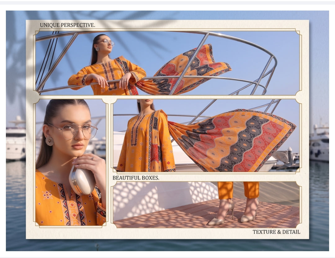 Sahar three-piece unstitched printed lawn suit by Libas e Ahmad