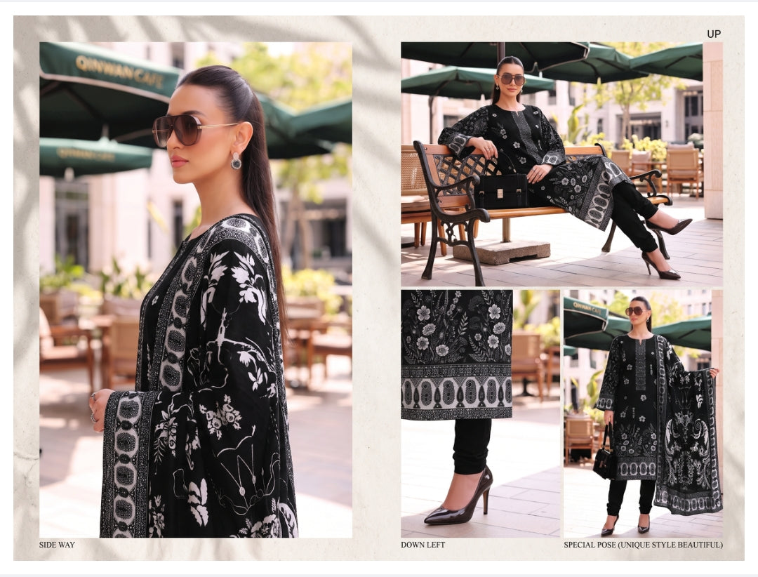Mahnoor three-piece unstitched embroidered lawn suit by Libas e Ahmad