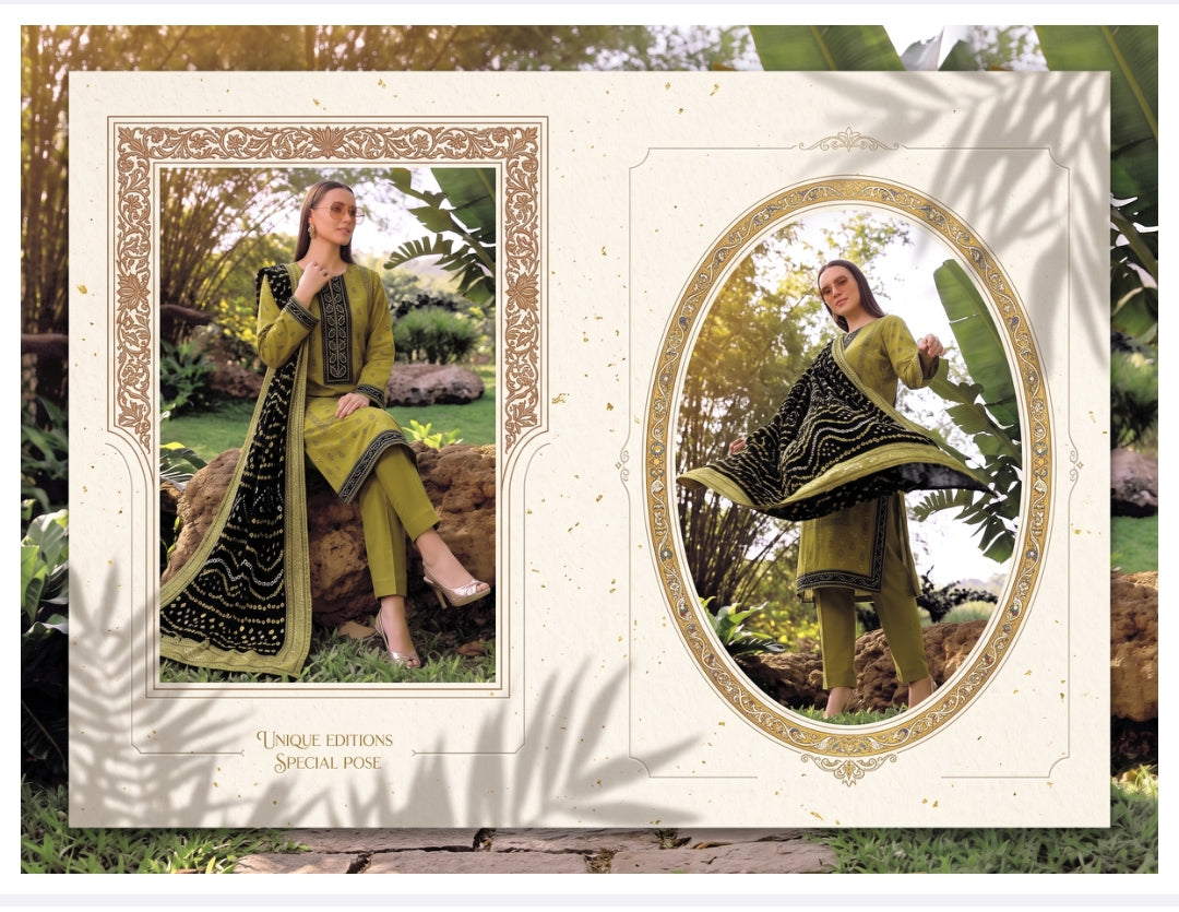 Areeba three-piece unstitched embroidered lawn suit by Libas e Ahmad