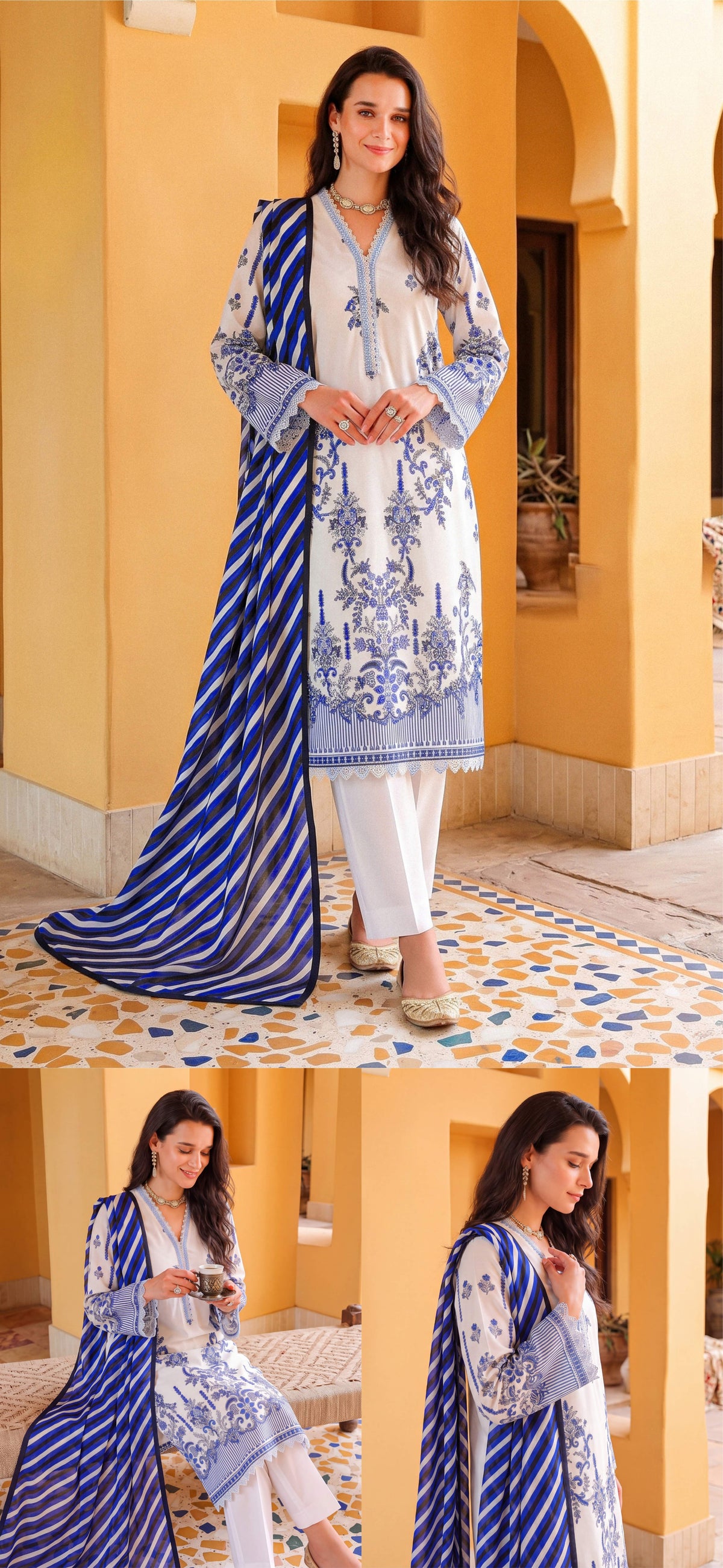Meher three-piece unstitched khaddar suit by Libas e Ahmad