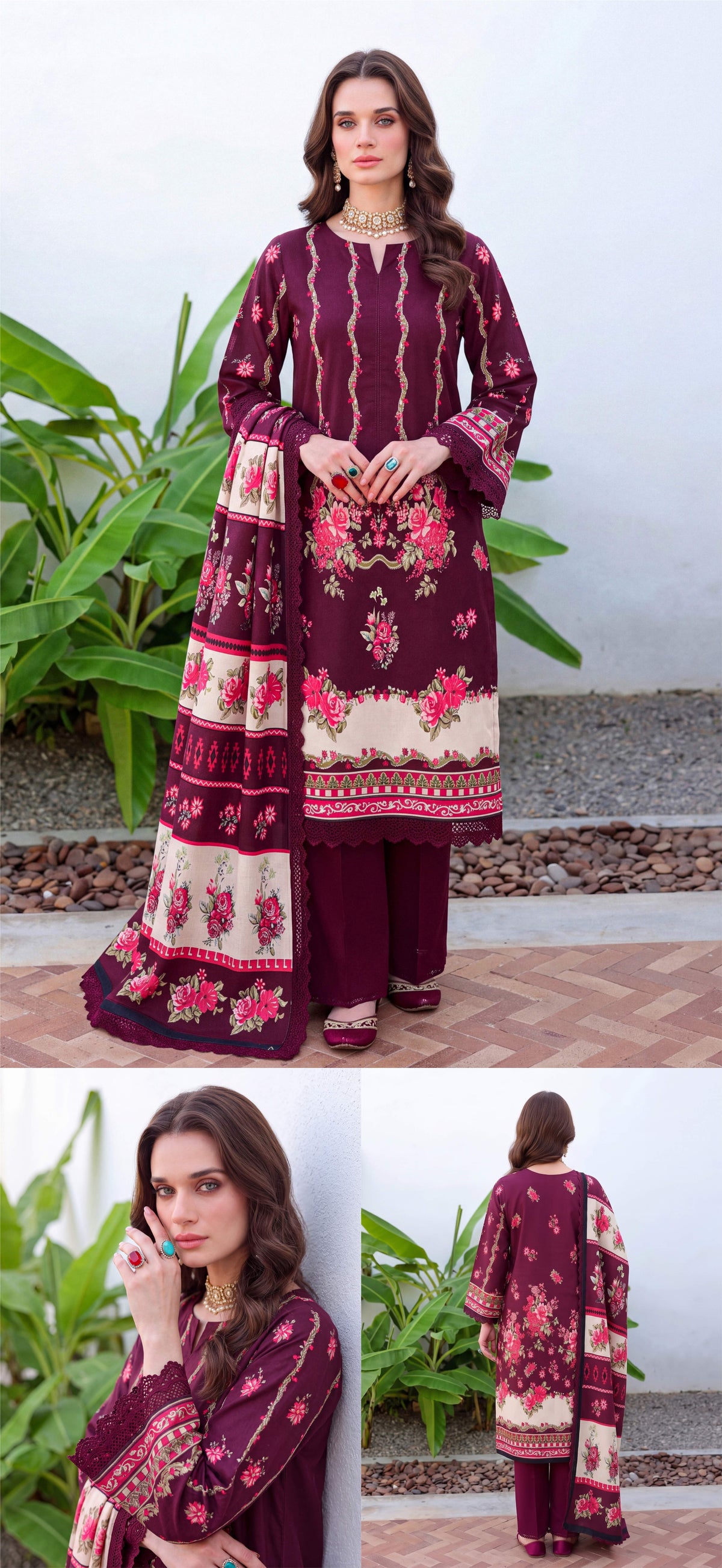 Sana three-piece unstitched khaddar suit by Libas e Ahmad