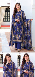 Laiba three-piece unstitched khaddar suit by Libas e Ahmad