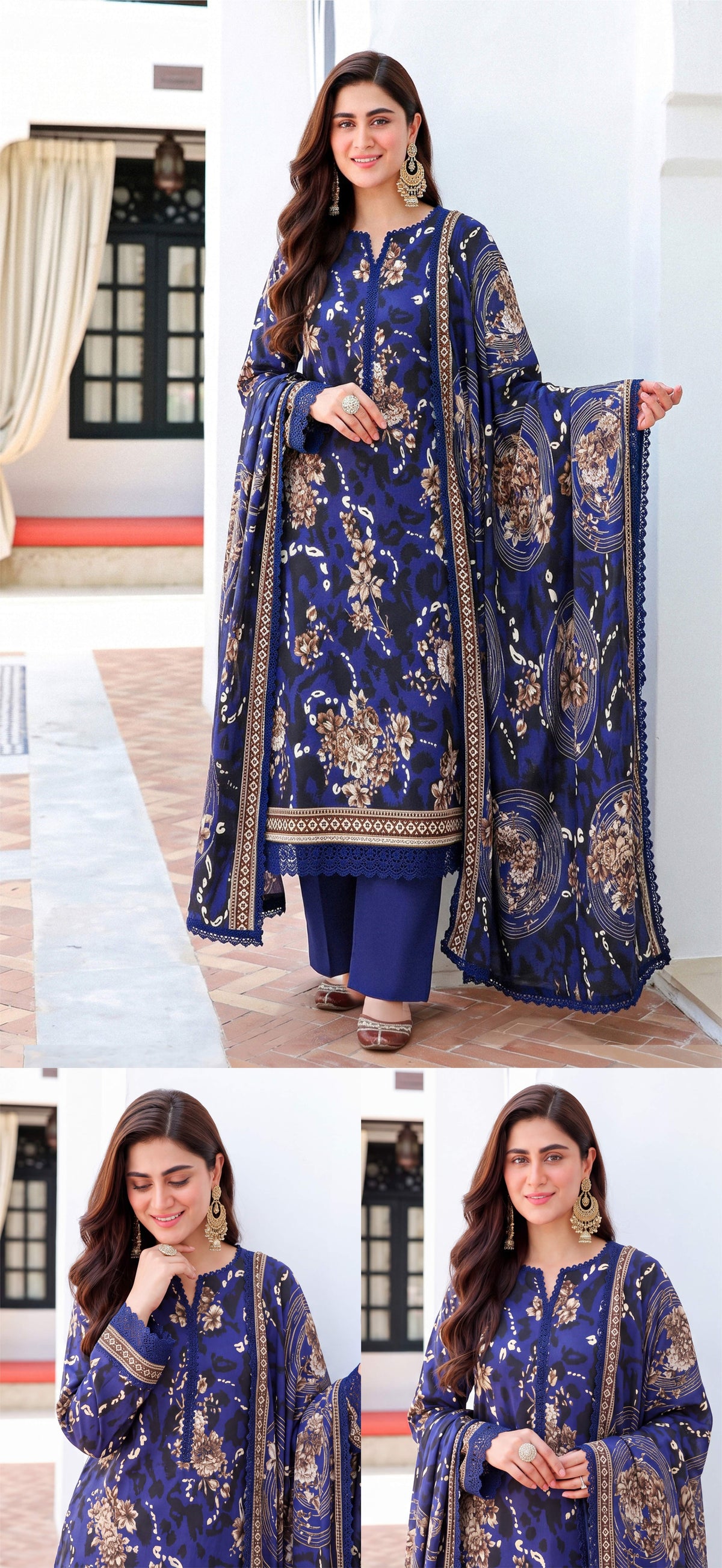 Laiba three-piece unstitched khaddar suit by Libas e Ahmad