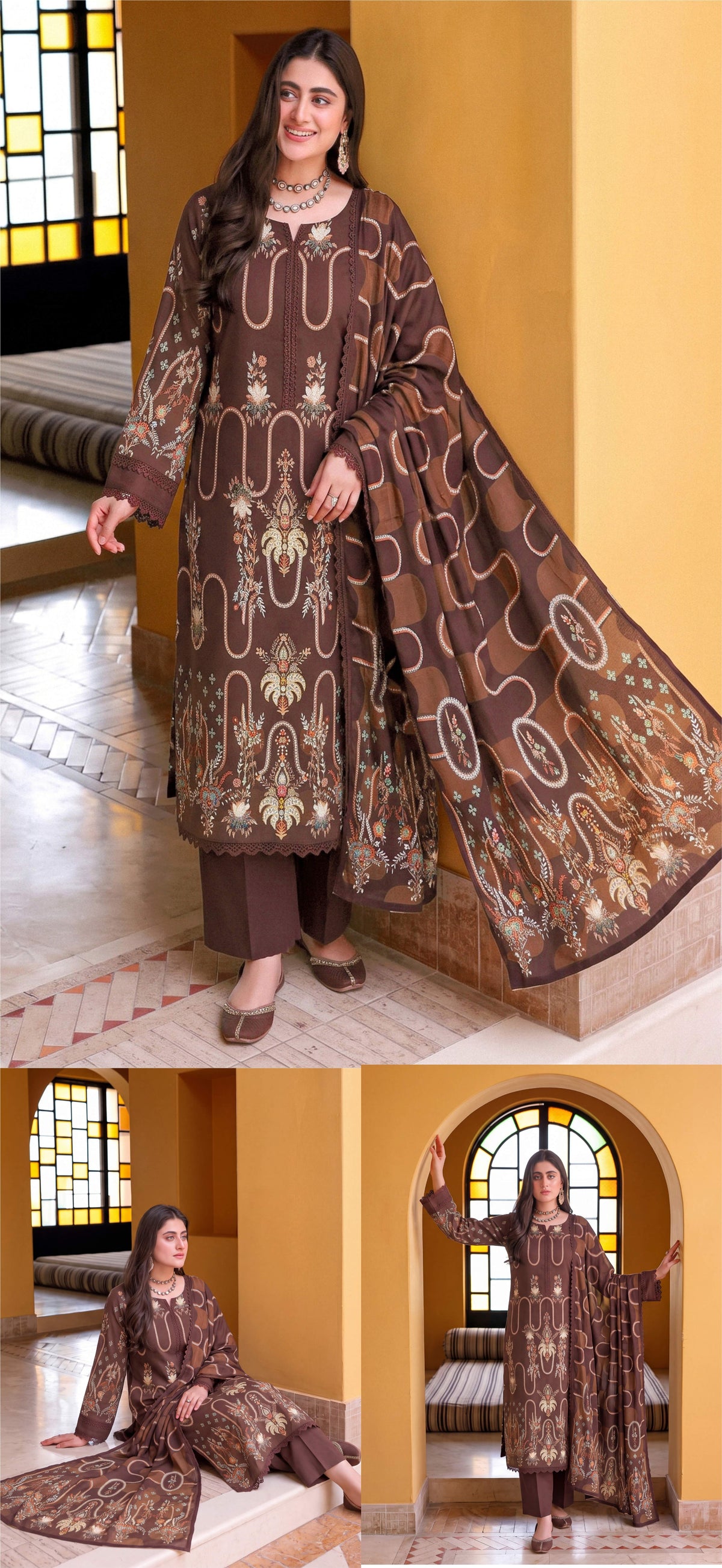 Warda three-piece unstitched khaddar suit by Libas e Ahmad