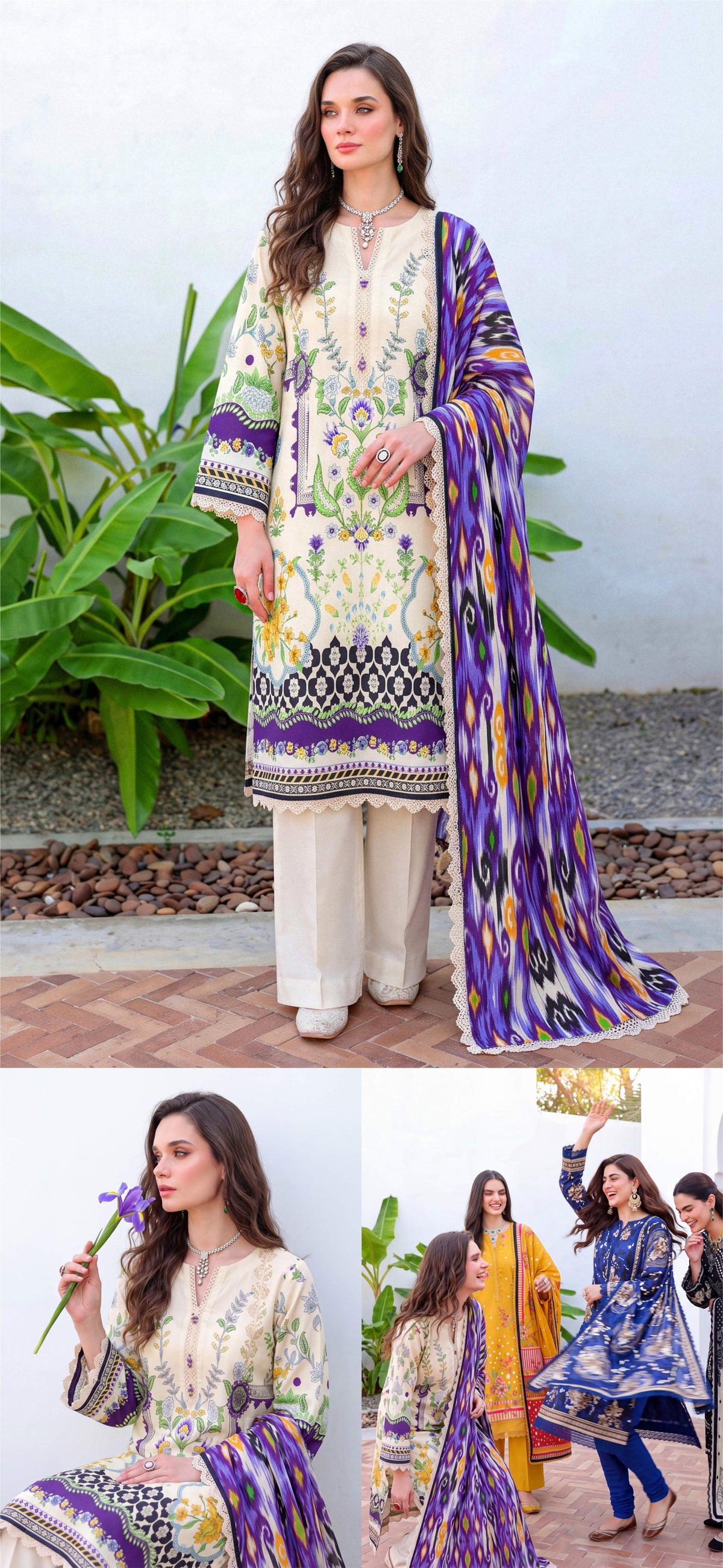 Zoya three-piece unstitched khaddar suit by Libas e Ahmad