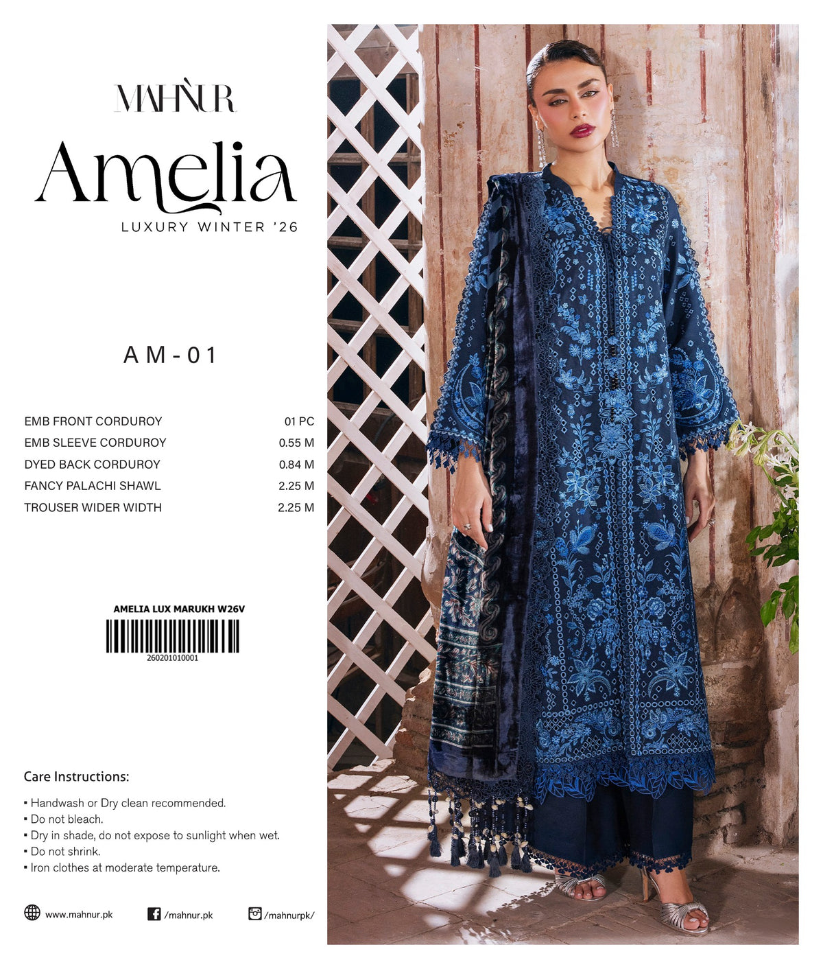Noor three-piece unstitched premium embroidered suit by Libas e Ahmad