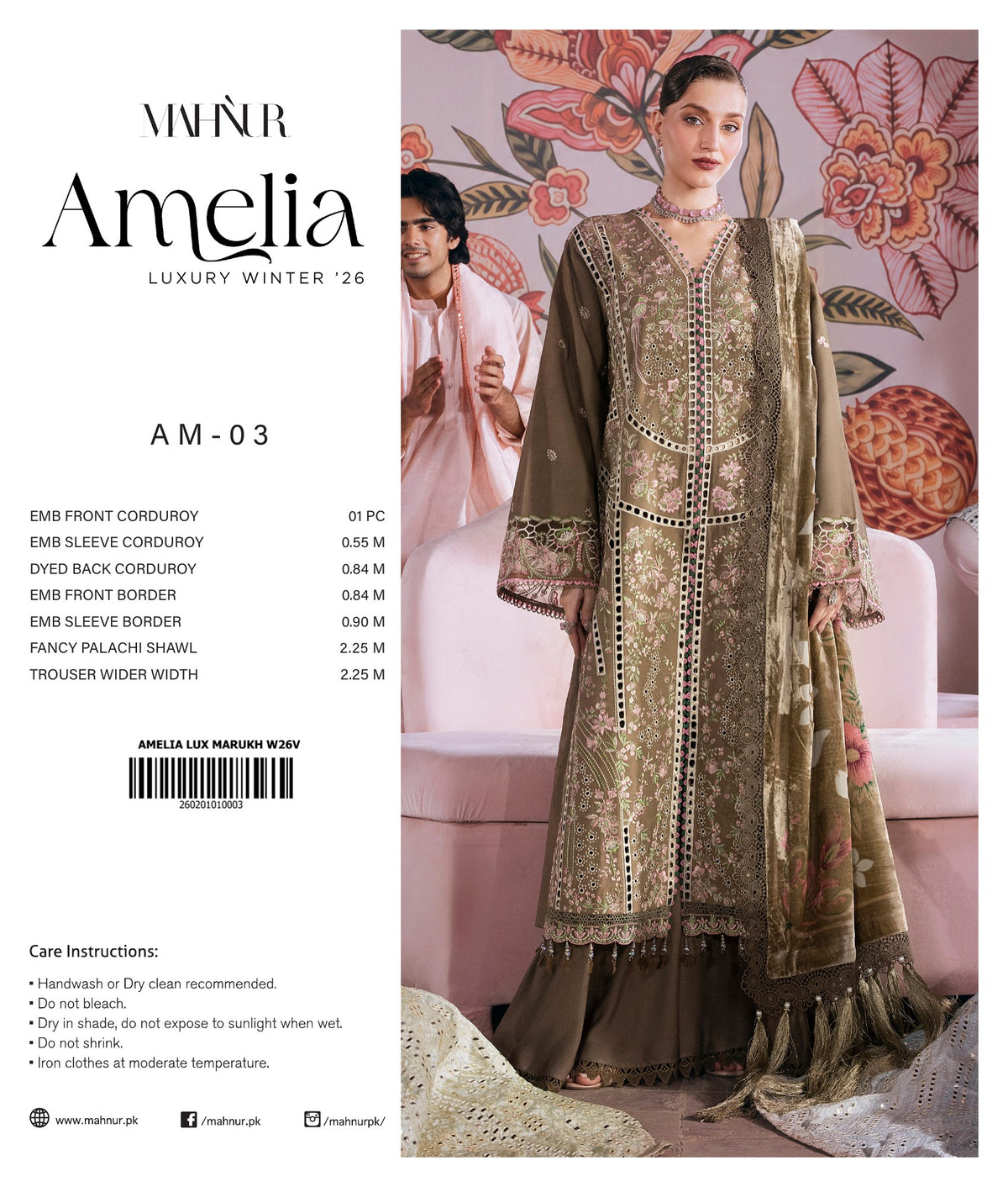 Meher three-piece unstitched premium embroidered suit by Libas e Ahmad