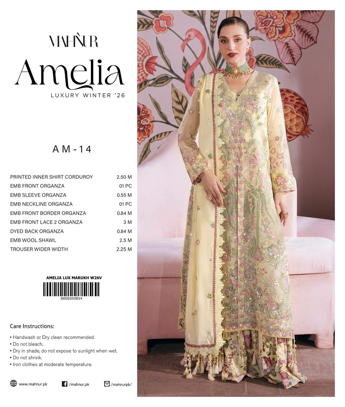 Nayab three-piece unstitched premium embroidered suit by Libas e Ahmad