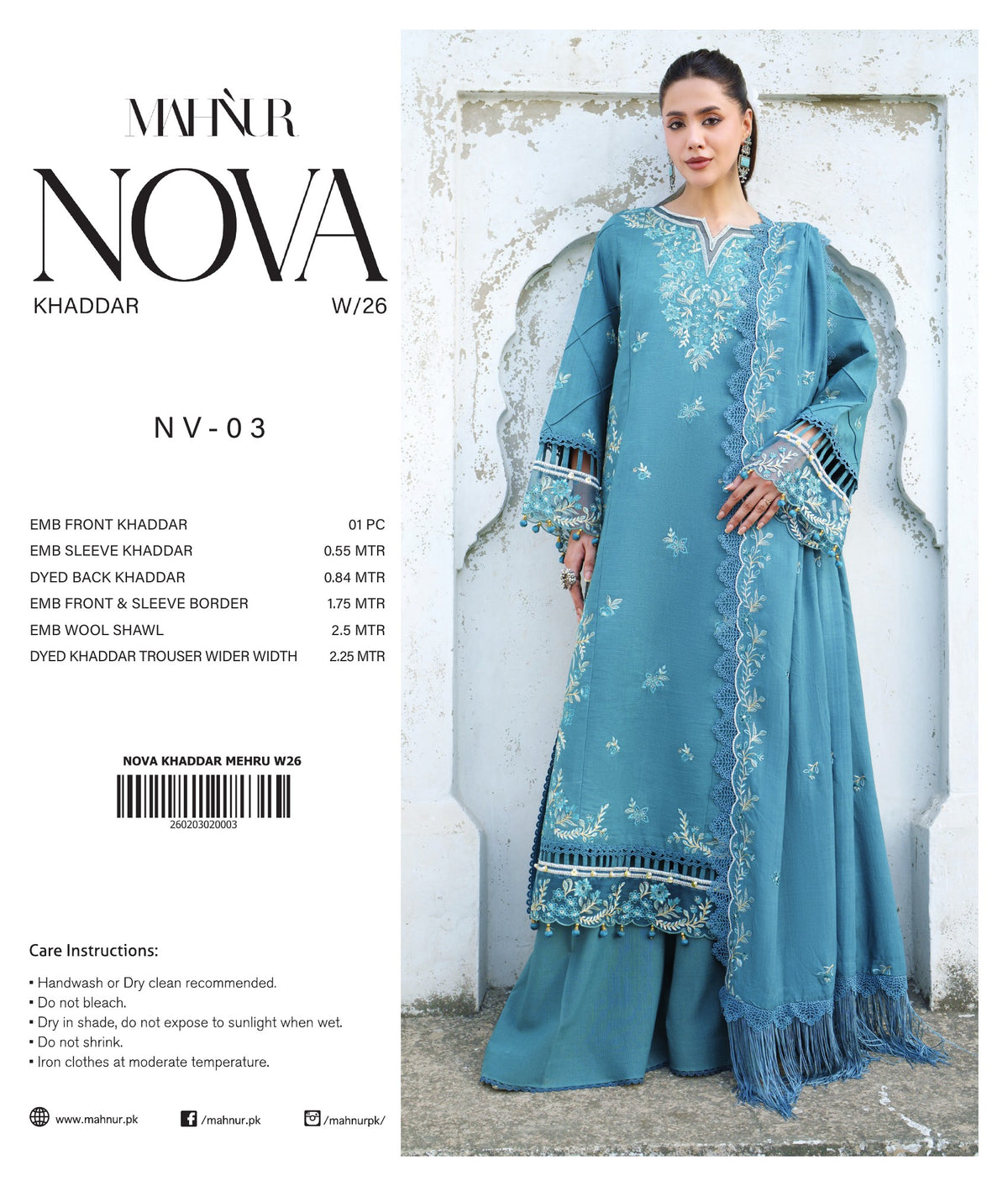 Eshal three-piece unstitched premium embroidered suit by Libas e Ahmad