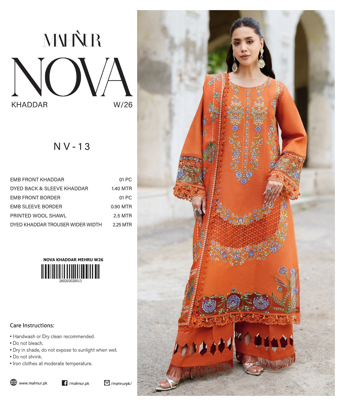 Mahrukh three-piece unstitched premium embroidered suit by Libas e Ahmad