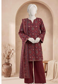 Maroon - Viscose Winter Suit, textured viscose, 3-piece unstitched - view 1 of 2