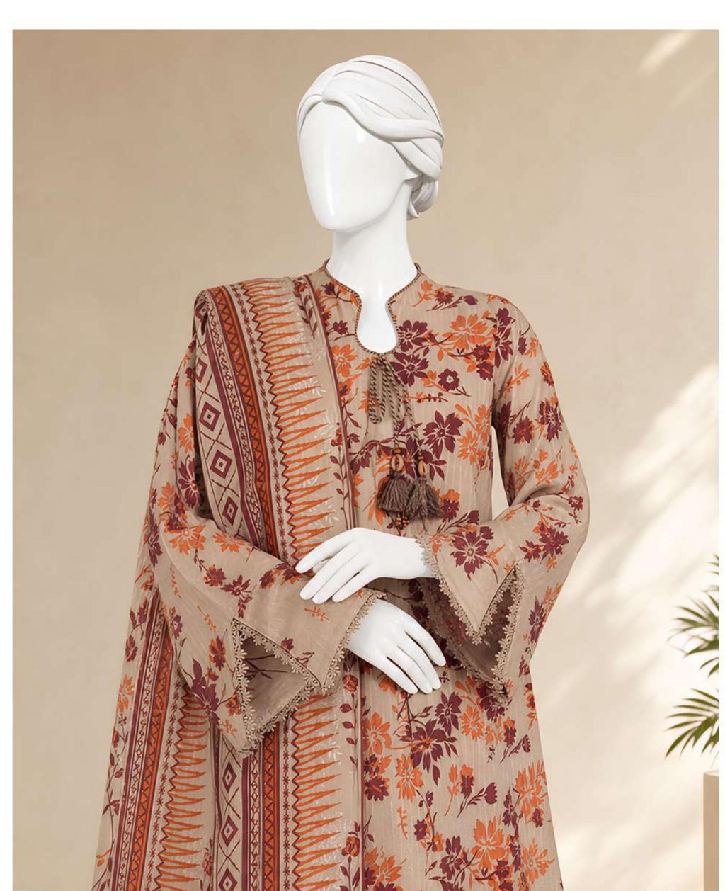 Rust - Viscose Winter Suit, textured viscose, 3-piece unstitched - view 2 of 2