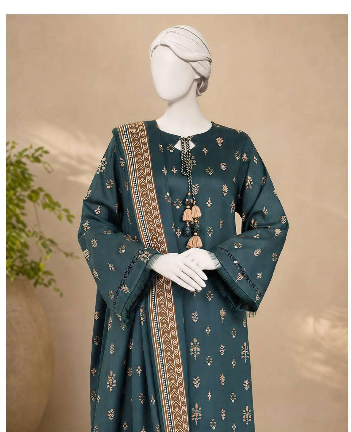 Deep Green - Viscose Winter Suit, textured viscose, 3-piece unstitched - view 2 of 2
