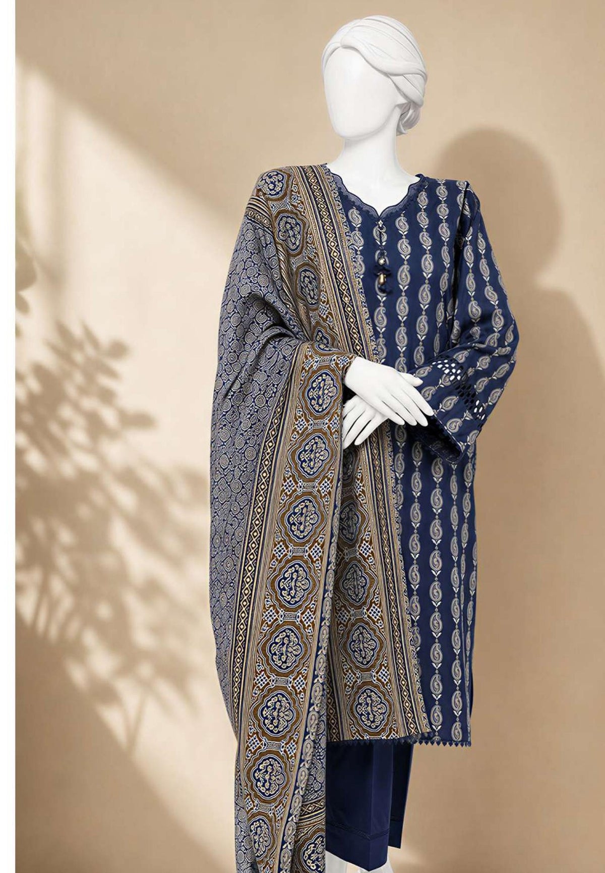 Indigo - Viscose Winter Suit, textured viscose, 3-piece unstitched - view 1 of 2