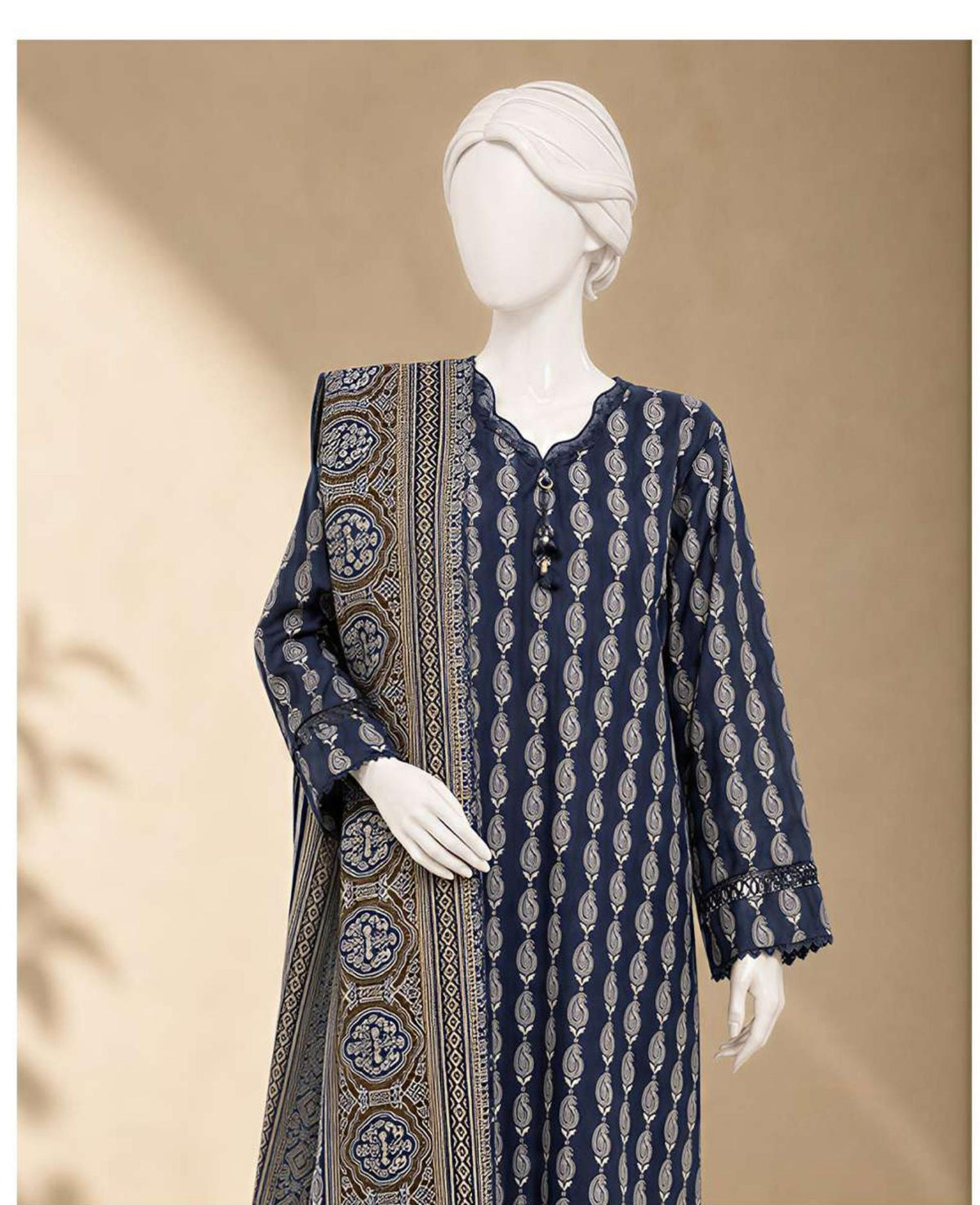 Indigo - Viscose Winter Suit, textured viscose, 3-piece unstitched - view 2 of 2