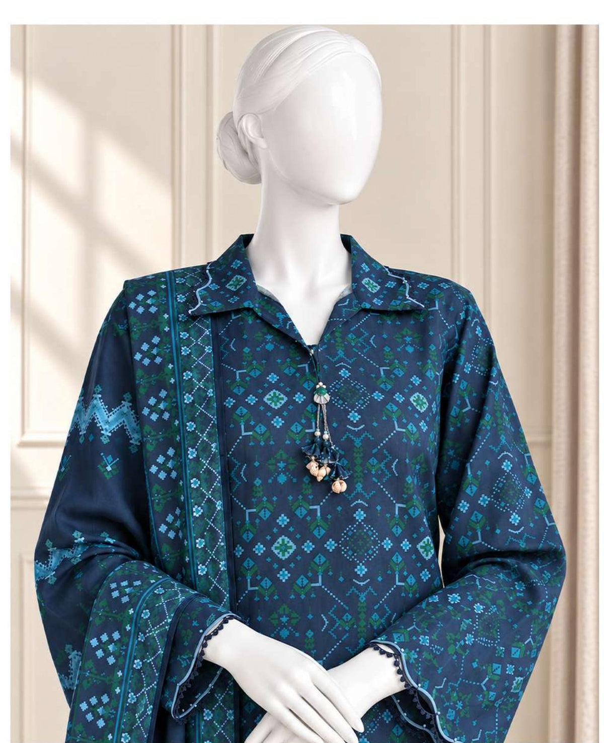 Teal - Viscose Winter Suit, textured viscose, 3-piece unstitched - view 2 of 2