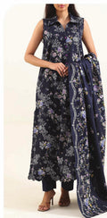 Navy Blue - Khaddar Winter Suit, premium khaddar, 3-piece unstitched
