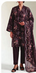 Maroon - Khaddar Winter Suit, premium khaddar, 3-piece unstitched