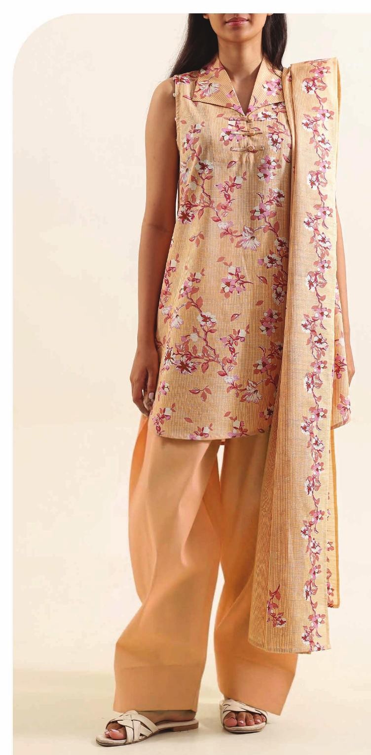 Light Orange - Khaddar Winter Suit, premium khaddar, 3-piece unstitched