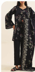 Black - Khaddar Winter Suit, premium khaddar, 3-piece unstitched
