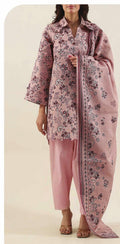 Tea Pink - Khaddar Winter Suit, premium khaddar, 3-piece unstitched